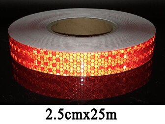 Reflective Safety Tapes Warning Strip Self-Adhesive DIY Decoration For Car: 2.5cmx25m red