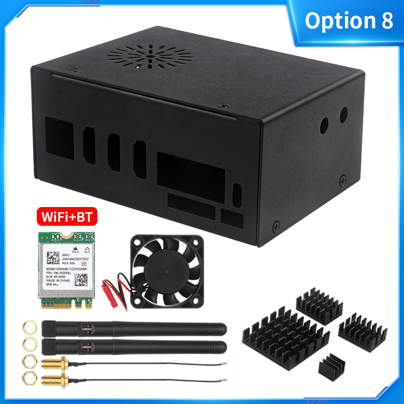 Orange Pi 5 Plus Metal Case with Fan Optional Antenna Aluminum Heatsinks eMMC WiFi BT Moudul Metal Shell for Orange Pi 5 Plus: Orange