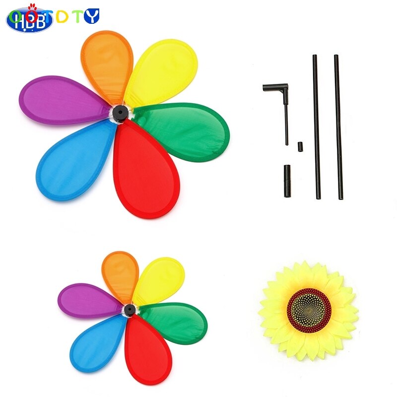 Kids Zonnebloem Regenboog Windmolen Wind Spinner Draaimolen Wiel Thuis Yard Decoratie -Twfi