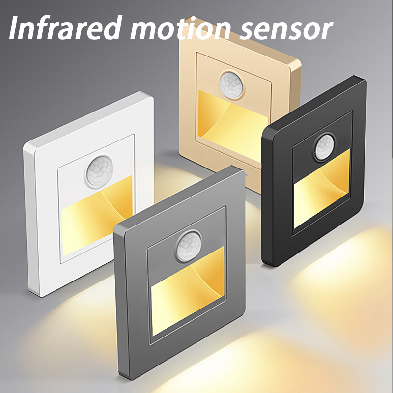 Luces de escalera con Sensor de movimiento infrarrojo, lámpara de pared para escaleras interiores y exteriores, luz LED empotrada de 3W para decoración de escaleras y dormitorios