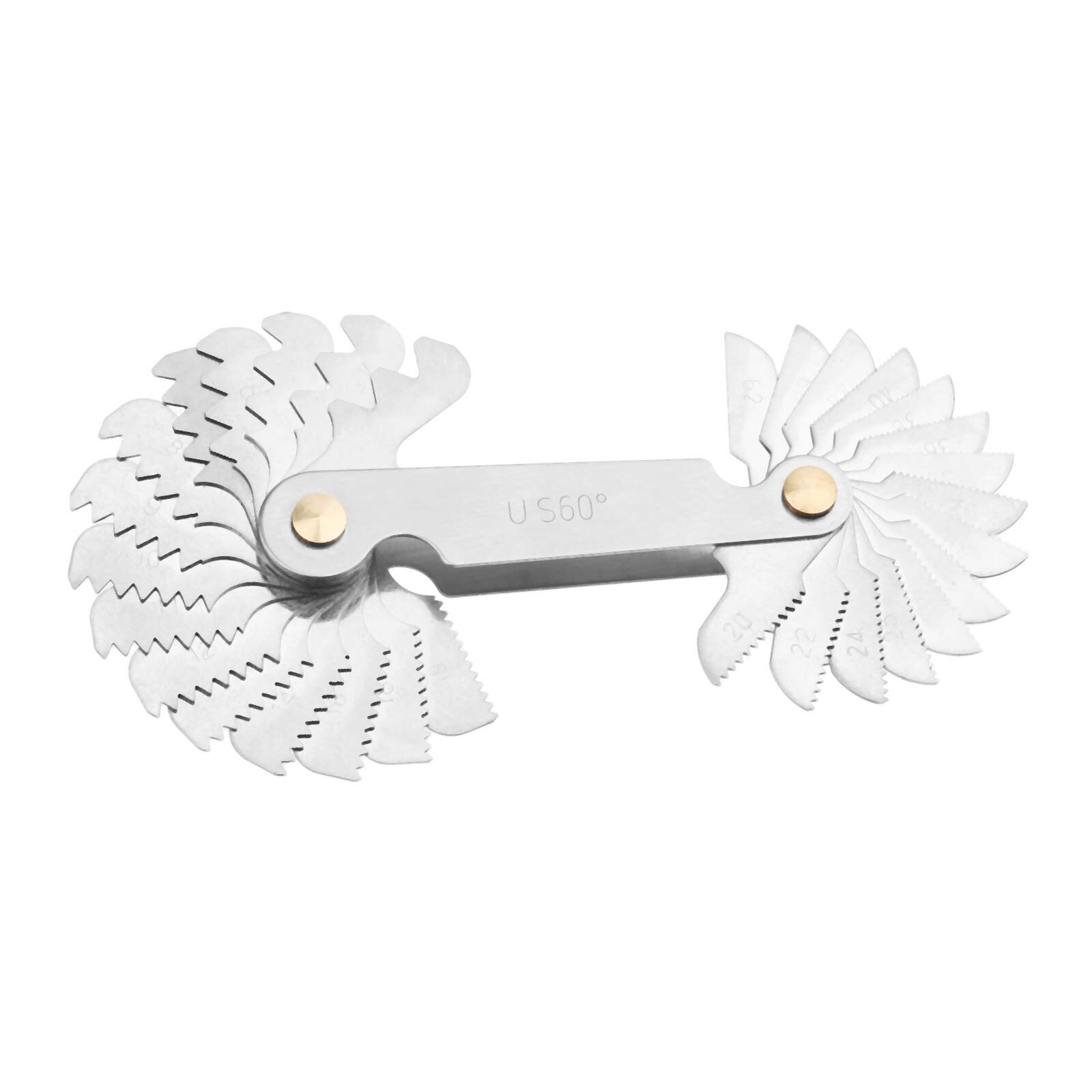 DRELD 1pc 30 Blades Measuring Tool Metric US 60 Degree Thread Gauge Screw Pitch Gage Stainless Steel Measurement Instruments