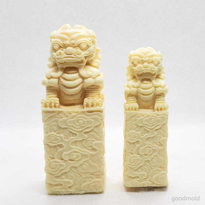 Stampo in cemento di grandi dimensioni in pietra leone stampo in pietra stile cinese scultura in gesso stampo in cemento decorazione stampi in silicone
