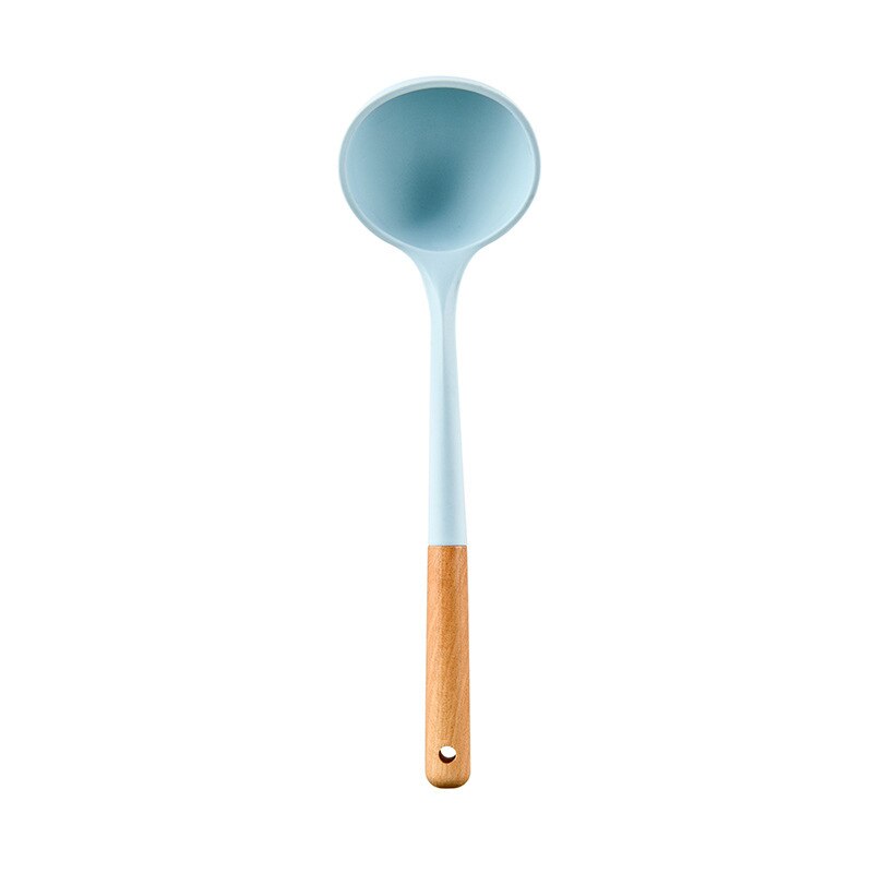 Utensils Silicone Kitchenware Blue 1 Pcs Non Stick Cooking Pot Kitchen Cookware Spatula Ladle Egg Beaters Shovel Soup Spoon: Blue Soup Spoon