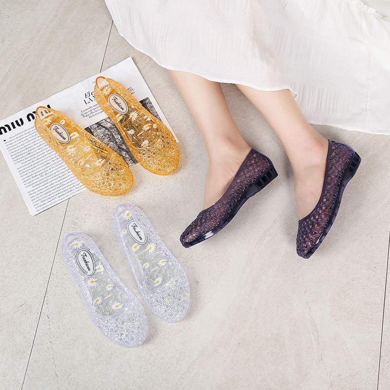 Sandalias De Mujer, Sandalias planas con lentejuelas para Mujer, zapatos De gelatina para playa para Mujer, Sandalias planas transparentes