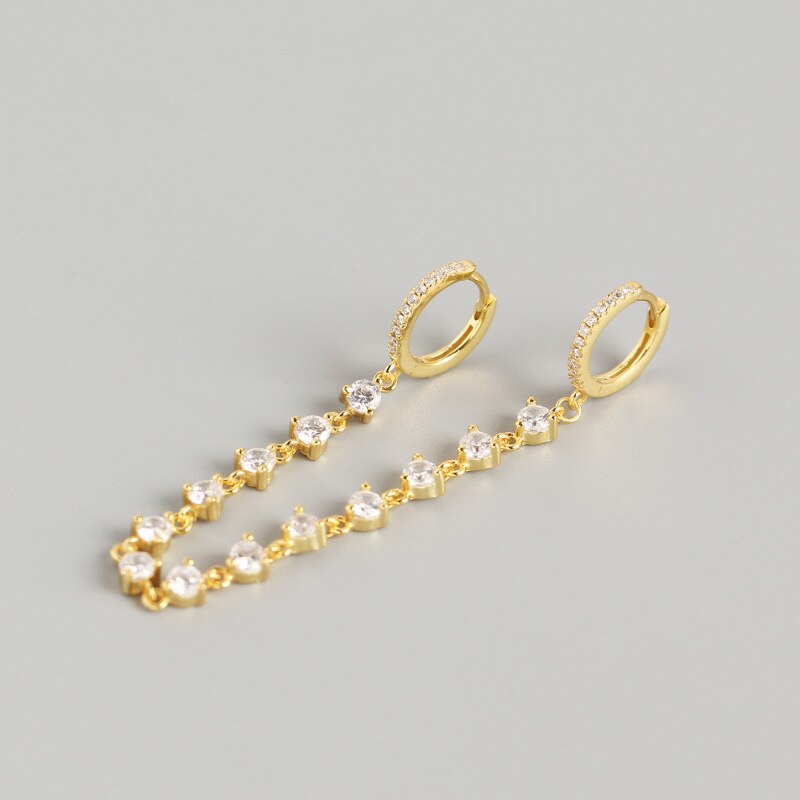 925 Sterling silber ohrring zirkon 2 durchbohrten Siamese ohren kette ohr knochen ohr schnalle persönlichkeit Trend frau mädchen ohr jewe: 1 Stück Gold 8.5mm