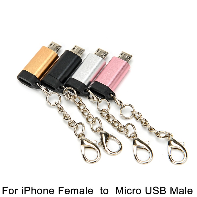 マイクロusbアダプタケーブルマイクロusbオスiphoneメス変換usb otgデータアダプタとキーチェーン