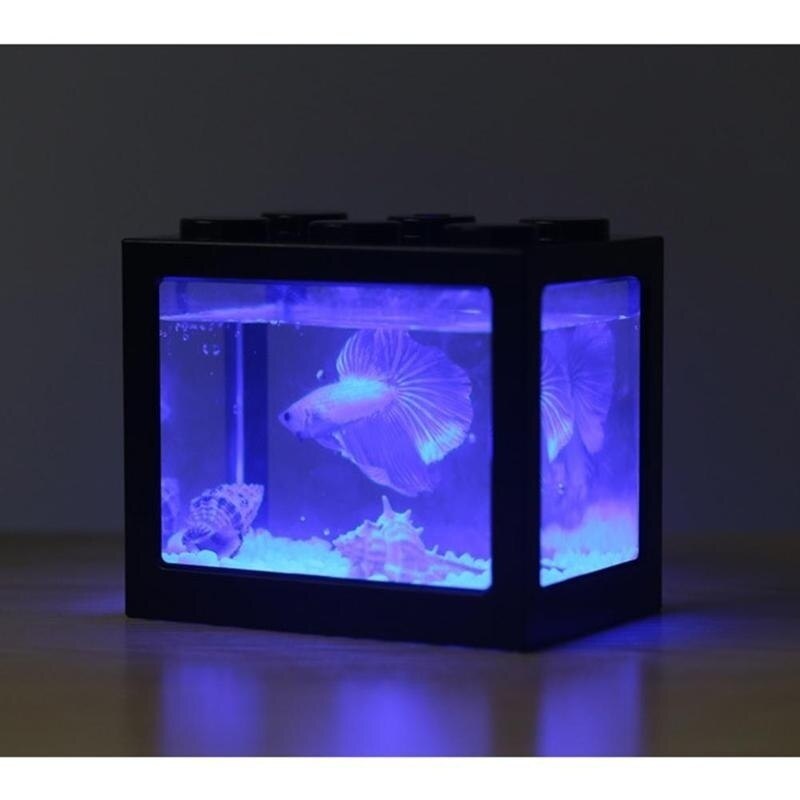 LED Aquarium Mini Goldfish Betta Fish Tank Ecological Cylinder Reptile Row Cylinder Fish Office Desktop Home Decoration