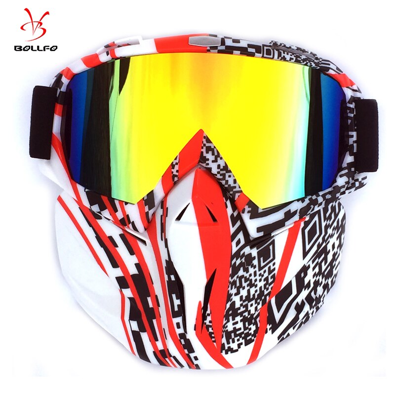 Bollfo Ski Snowboard Bril Sneeuwscooter Skiën Goggles Winddicht Skiën Glas Motocross Zonnebril Met Mond Filter Earware: HXSBF65808