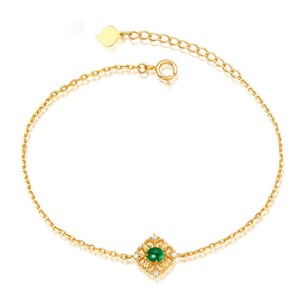 Kleine smaragd edelsteine grün Jade kristall kette armbänder für frauen femme Gold farbe s925 diamanten stapelbar Jahrgang schmuck