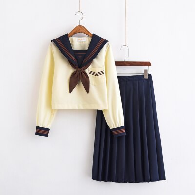 Japansk skoleuniform piger klassisk service england koreansk high school kvinder sømandsdragter afgangsuniform: Lange ærmer-lange / Xxl