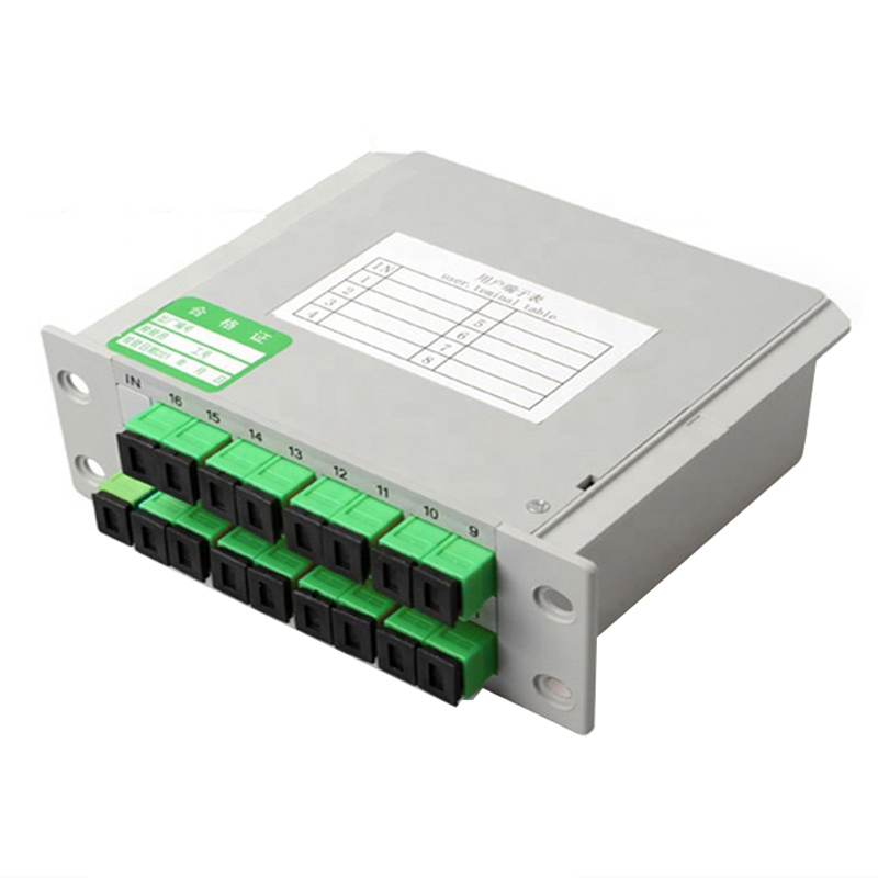Optical Fiber Splitter FTTH PLC Splitter Box 1-2 1-4 1-8 1-16 SC UPC/APC Cassette Plug-in Type Planar Waveguide Optical: Dark Grey