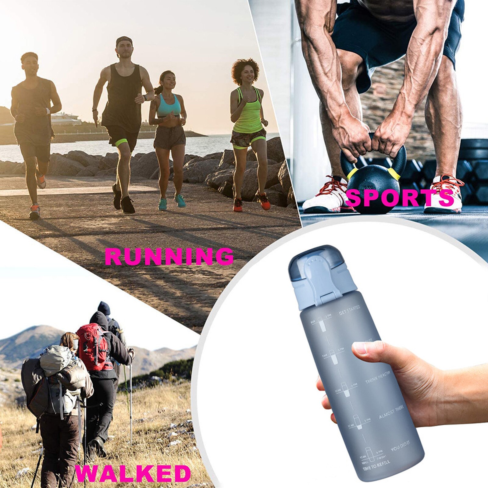 Sport Fles Innovatieve Motivatie 32Oz Ruimte Cup Outdoor Sport Lekvrije Afdichting School Water Flessen Bpa Gratis