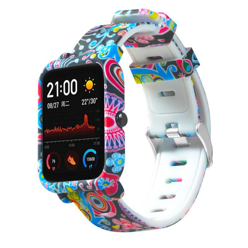 Strap 2 in 1 Watch Band Watch Case Cover Bracelet strap Protector Silicone Wrist Strap Watch Band For Amazfit GTS Strap