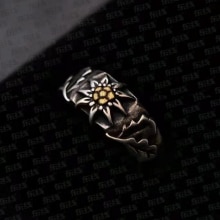 925 Zilveren Duitse Berg Leger Edelweiss Symbool Ring