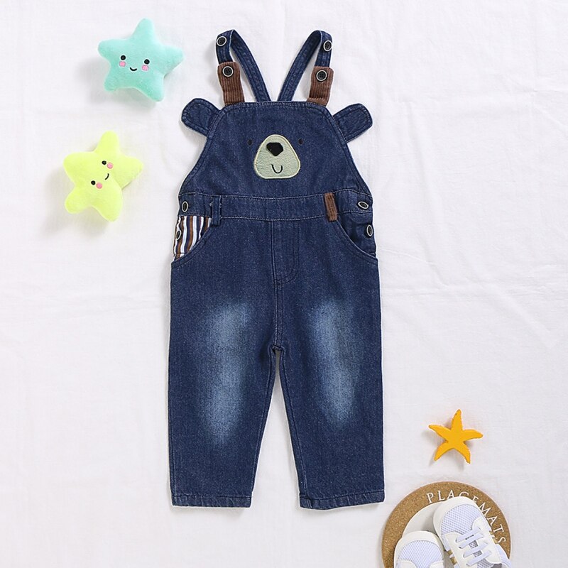 Spring Children's Clothing Baby Boys Jeans Denim Baby Girls Jeans Kids Clothes Suspender Pants Overalls Cartoon Long Trousers