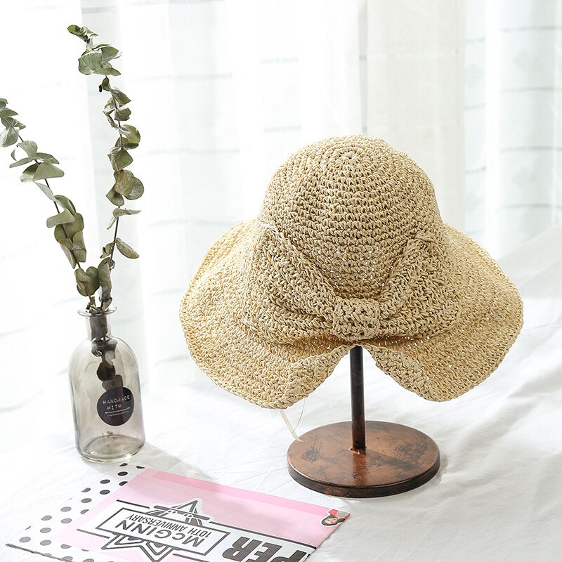 2022 Summer Big Bow Bucket Hats Women Korea Female Outdoor Travel Beach UV Proof Sun Protection Hat Fisherman Cap: 3