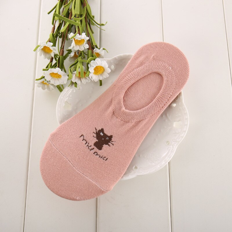 Epous sokker kvinder sød kawaii streetwear sommer forår dyreprint sox tegneserie kat lav ankel usynlig hjemmesko pige: 5