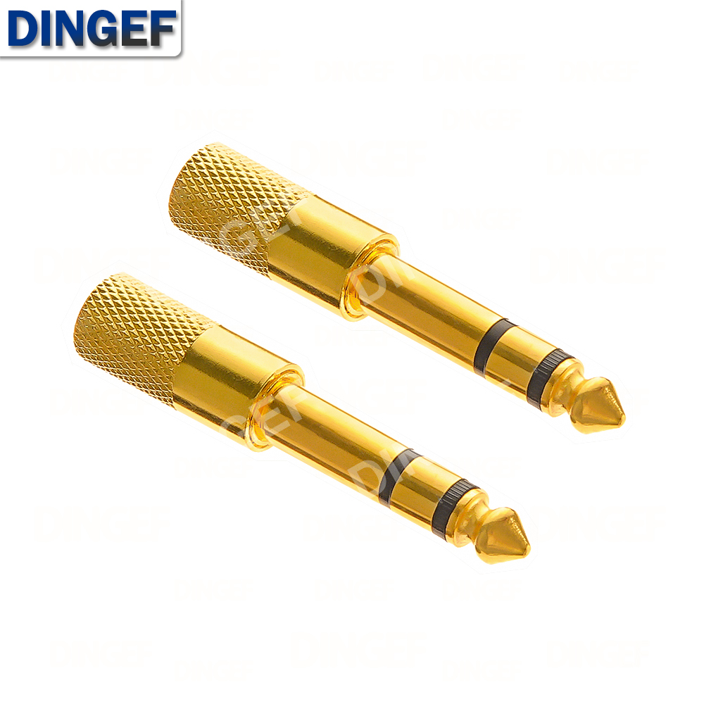 1 SZT. Złoty adapter audio Słuchawkowy stereofoniczny 6,3 mm 1/4\" Wtyk Męnarty na 3,5 mm 1/8\" Gniazdo Żeńskie Mikrofon