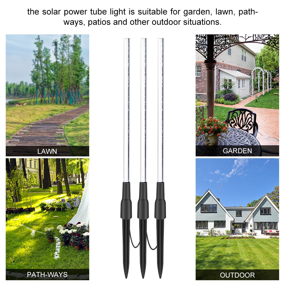 Solar Power Tube Lights Lamps Acrylic Bubble Pathway Lawn Landscape Decoration Garden Stick Stake Light Lamp Set