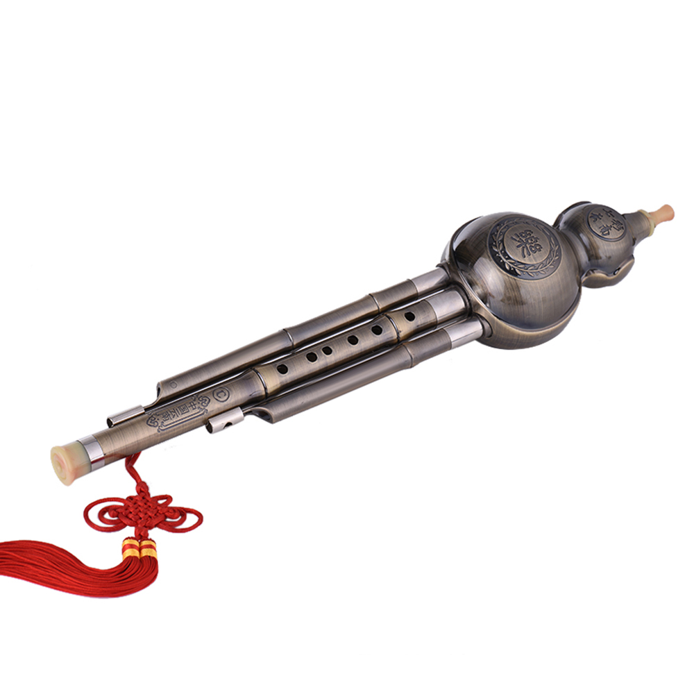 precioso Metal alambre dibujo Hulusi calabaza Cucurbit flauta instrumento étnico clave de C Material de aluminio para principiantes