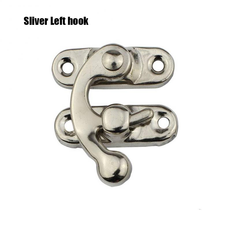 4 set antik brons/guld/silver järnhänglås hasklås för mini smyckeskrin i trä med skruvar möbelbeslag: 3 tum / Gråbrun