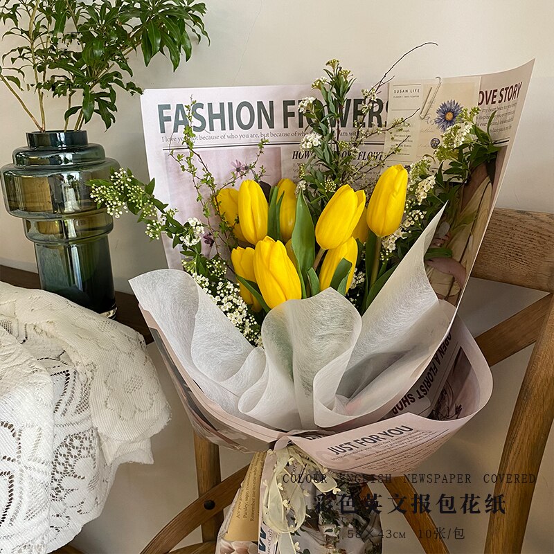 10 Vellen Europese Engels Krant Retro Geïmporteerd Kraftpapier Bloemen Pakket Bloem Verpakking Materiaal