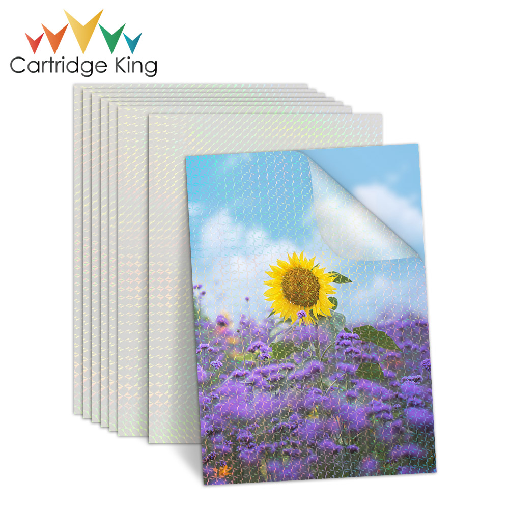10 hojas de vinilo semitransparente holográfico, tamaño A4, autoadhesivo, laminado, papel adhesivo de vinilo impermeable