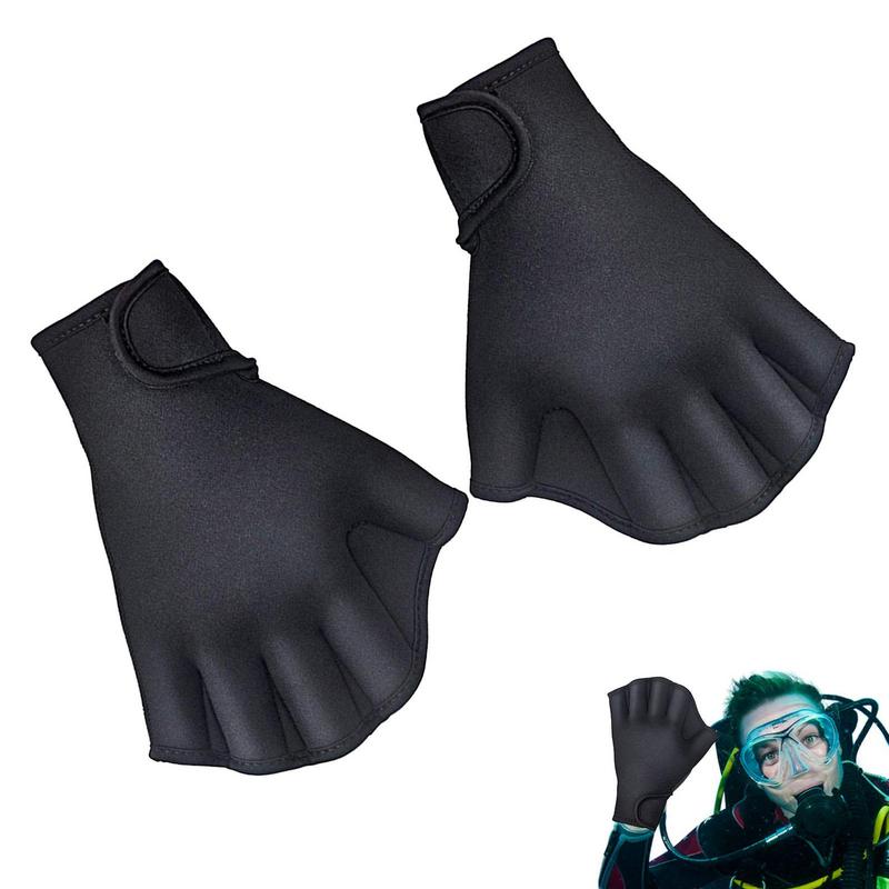1 Pair Swimming Webbed Neoprene Swimming Gloves Aquatic Fitness Training Aqua Hand Fins Swim Finger Webbed Paddle For Fitness
