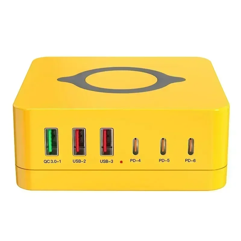140w gan lader multiport trådløs stasjonær lader usb type  c 100w pps  pd 65w qc hurtigladestasjon for bærbar pc nettbrett telefon: Rød / Kr
