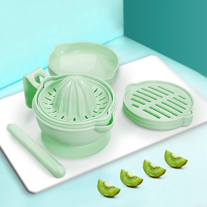 Barnmatskvarn kit färsk frukt mat matare spädbarn matningsrätter malskål multifunktionell matning matkvarnar malverktyg: Grön
