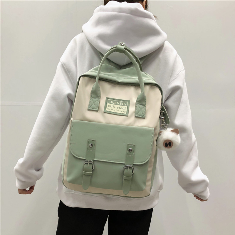 Vrouwen Nylon Rugzak Snoep Kleur Waterdichte Schooltassen Voor Tieners Meisjes Vrouwelijke Rugzak Patchwork Rugzak Mochila