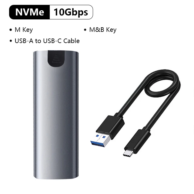 M.6 Hard Disk Box 3.1 Dual Protocol NVME/NGFF SATA SSD Type-C 3.1 Disk Tool Free M.2 SSD Case Built-in Metal Heat Sink: Default Title