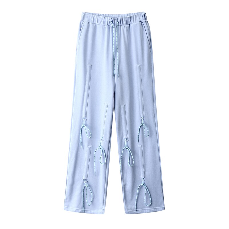 High street snoretræk draperet afslappede joggingbukser til mænd og kvinder joggers med brede ben oversize bukser hip hop baggy joggingbukser: Asiatiske m / Himmelblå