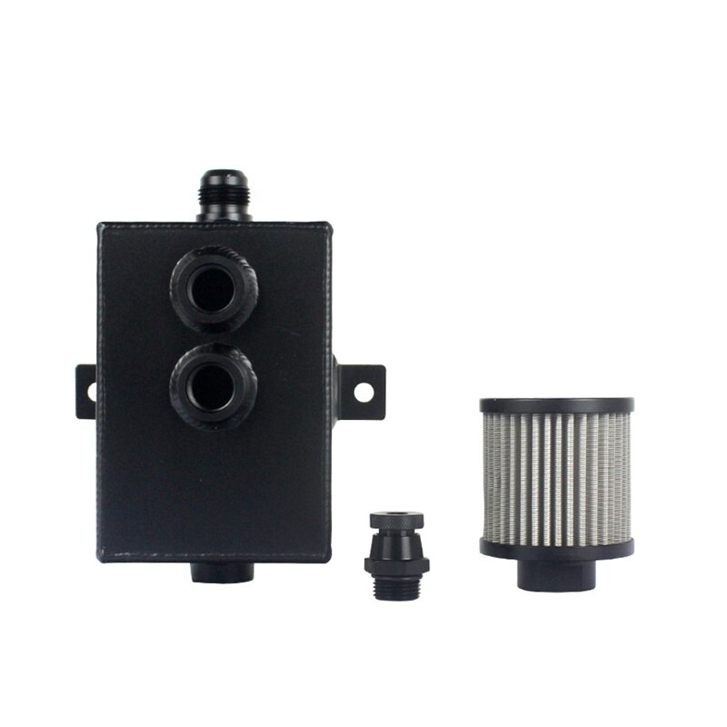 Universal Car Fuel Tank 2L Aluminum Alloy Square Oil Breathable Exhaust Pot