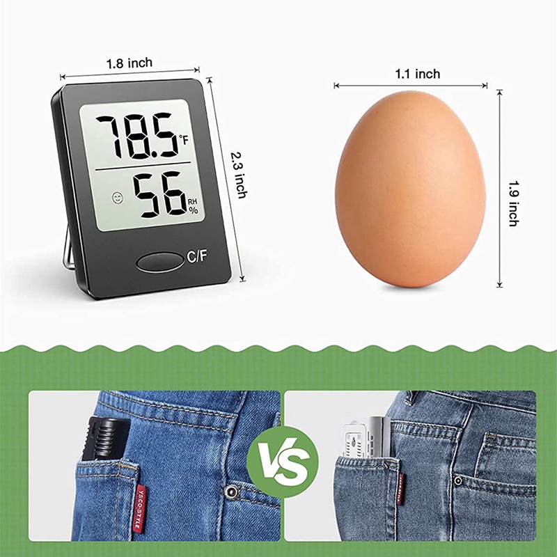 Humidity Gauge, Room Thermometer Hygrometer, Mini Size Indoor Thermometer with Air Comfort Indicator, Black