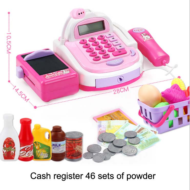 Aprendizaje educativos cajero niños fingir jugar contra caja registradora de juguete miniatura simulado modelo supermercado casa papel: Multicolor