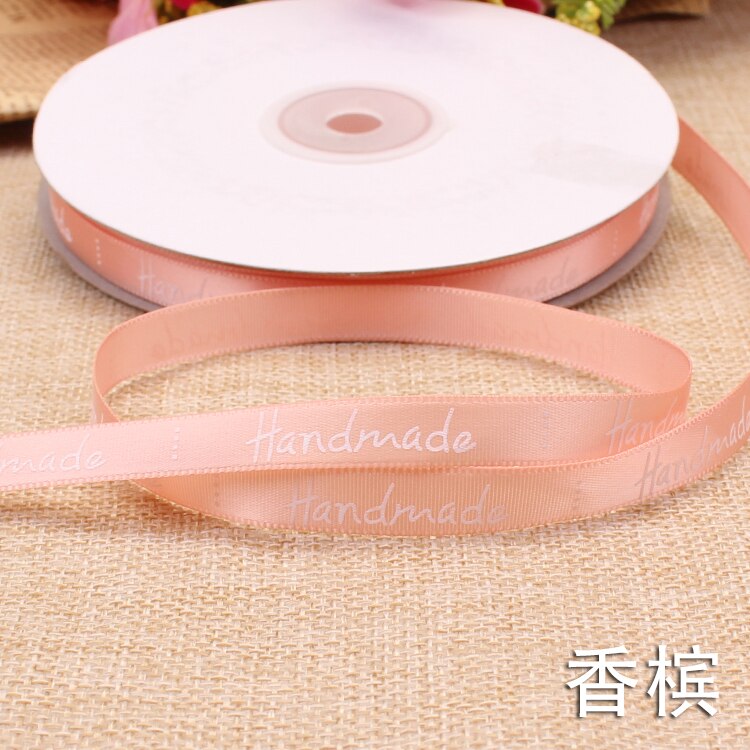 9Mm Handgemaakte Brief Gedrukt Satijnen Linten Bruiloft Verjaardag Party Kerst Bloem Geschenkdoos Wikkelen Diy Cake Bakken Linten: Peach Pink