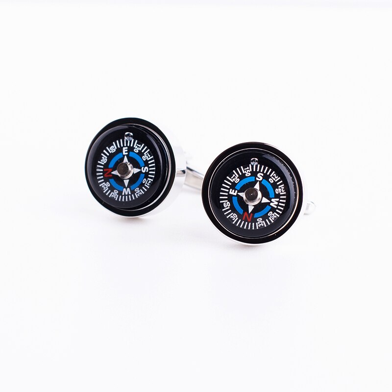 Silvery Tone Really Work Compass Cufflinks Sports Cuff Link Style For Men: 150952