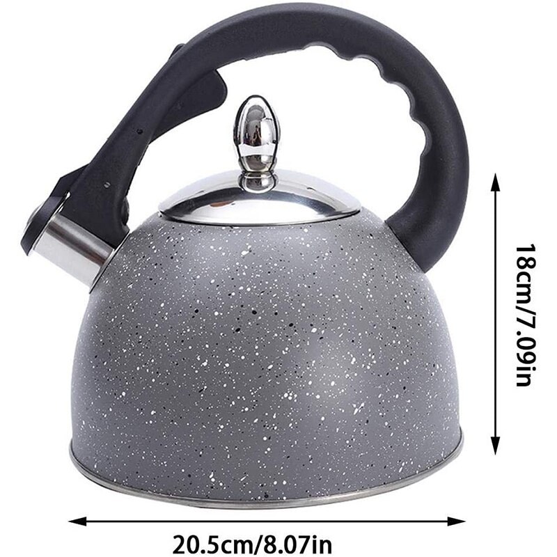 Bouilloire à 3l sifflets, bouilloire à gaz domestique à sifflet pour cuisinière à induction, théière en acier inoxydable avec poignée résistante à la chaleur