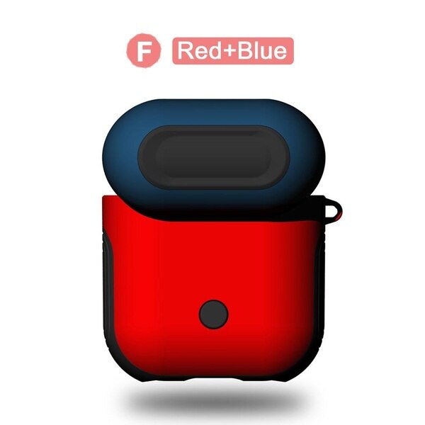 2 in1 TPU + PC Della Cassa Auricolare Capa Borsette Per Apple AirPods 1 2 di Protezione Della Copertura Della Pelle di Accessori per AirPods polvere Della Protezione Sticker: Red-Blue