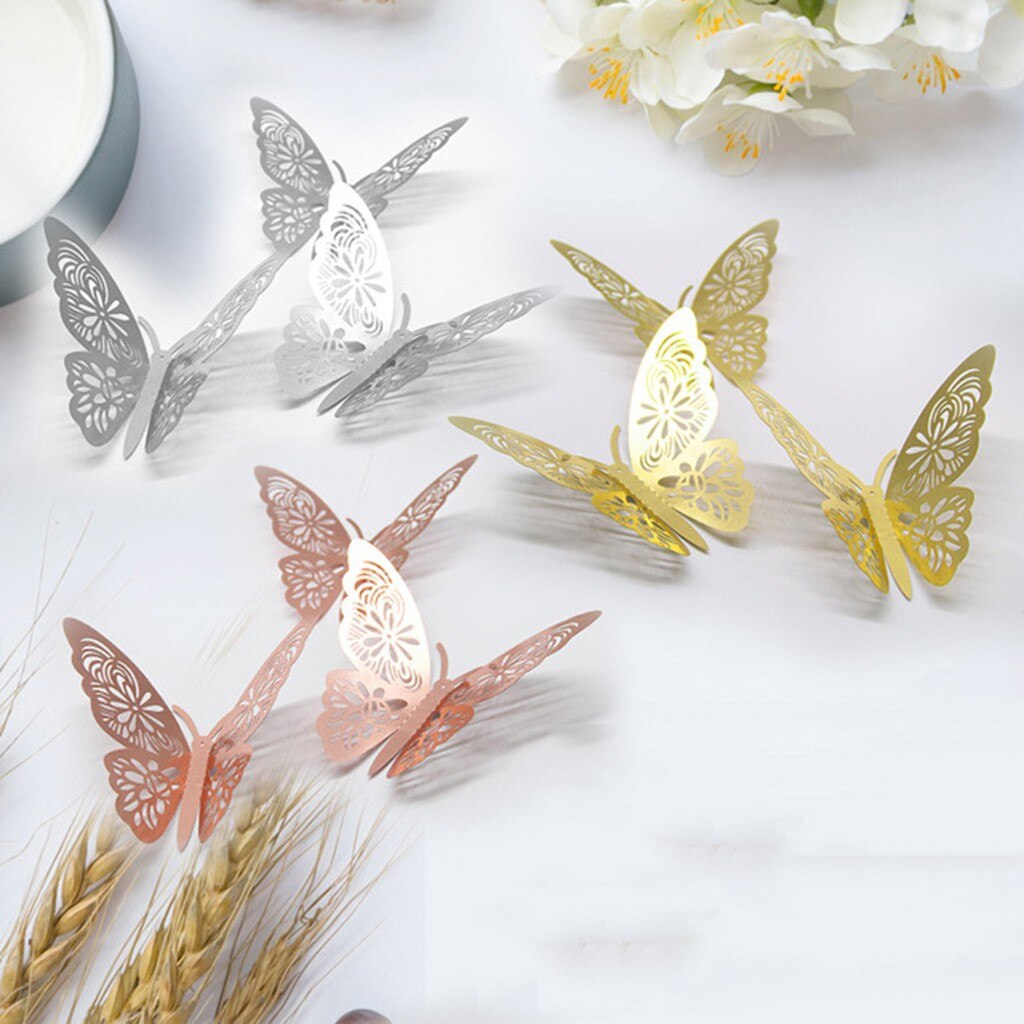48 stuks stickers, 3d vlinders als muurstickers, huisdecoratie, 3d gouden en zilveren vlinders als decoratie voor de bruiloft in de woonkamer.