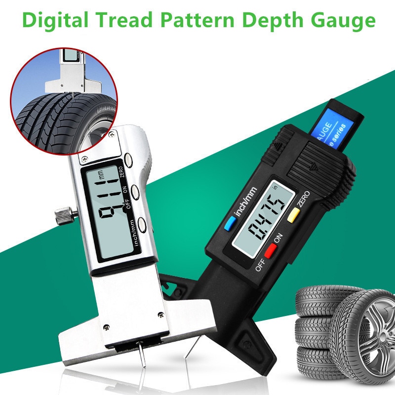 Digital Car Tyre Tire Tread Depth Gauge Meter Measurer Tool Thickness Gauges Tread Brake Pad Shoe Tire Monitoring System