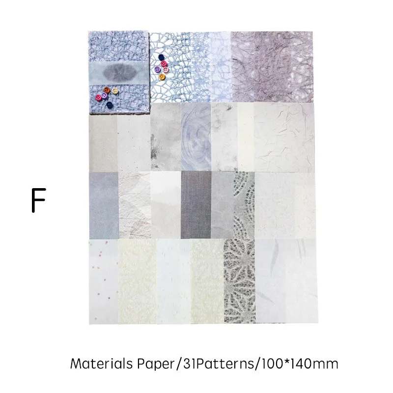31 unids/pack de materiales de gasa, papel y botones, decoración para álbumes de recortes, papel artesanal, Collage estético, diario basura, papelería: plum