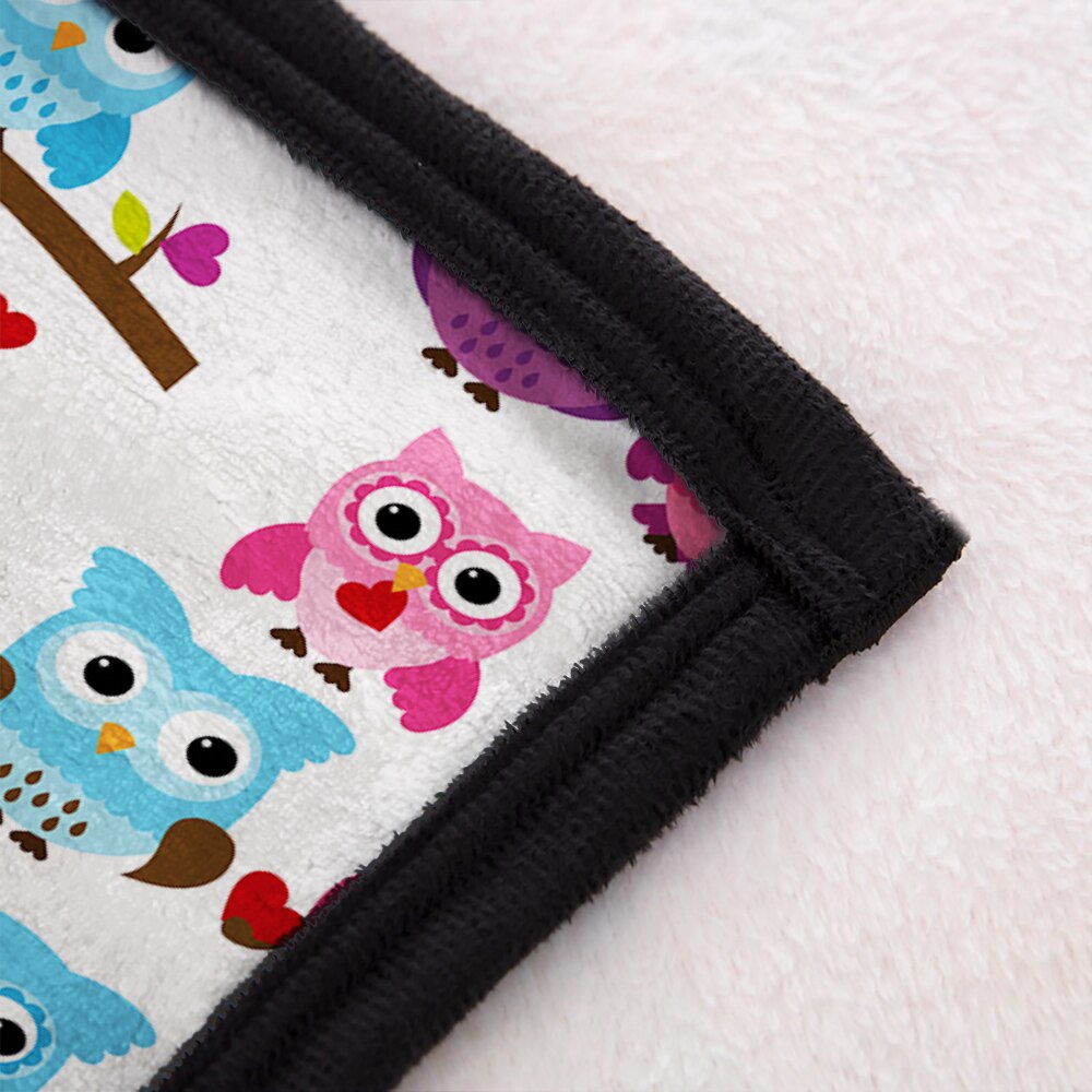 Colcha Rosa Búho azul con estampado 3D para niños