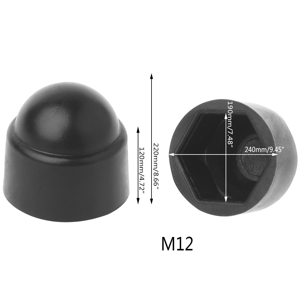 10 stk.  m6 m8 m10 m12 boltmøtrikuppelbeskyttelseshætter dækker synligt sekskantet plast: M12