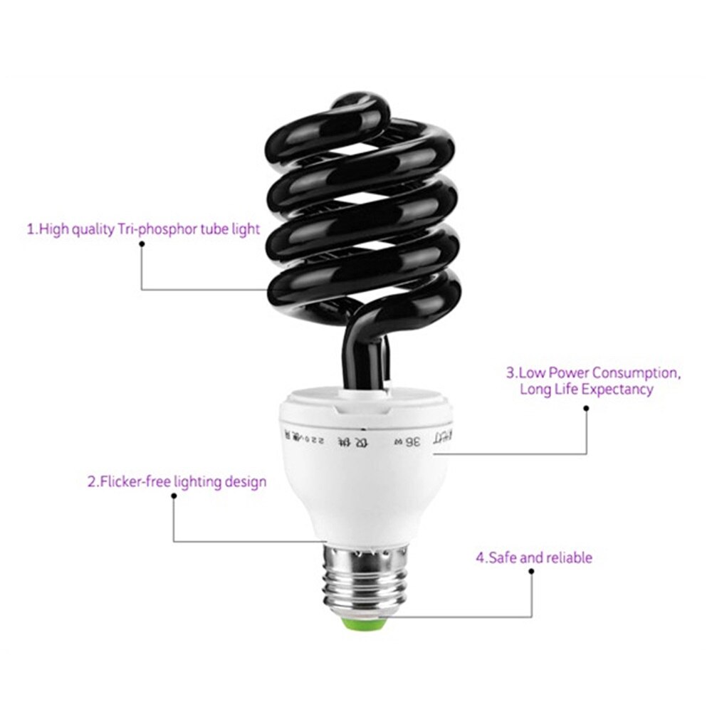 220V 15W-40W Light Bulb Ultraviolet Fluorescent Light Bulb Enegy Saving Black Light Violet Lamps Lighting