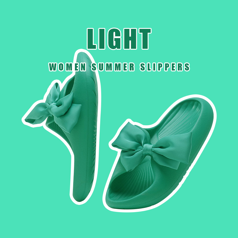 Summer Women's Slippers Pink Cute Bow Sandals EVA Non-slip Breath Home Ladies Slides Lightweight Soft Outdoor Sandals Girls JK
