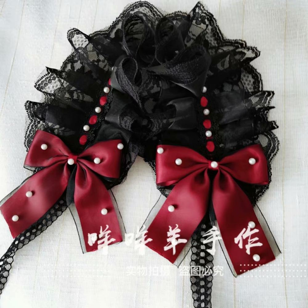 Lolita gótico encaje accesorios para el cabello lazo tocado Lolita gótico banda kc negro Lolita accesorios tocado pinza de pelo Hada