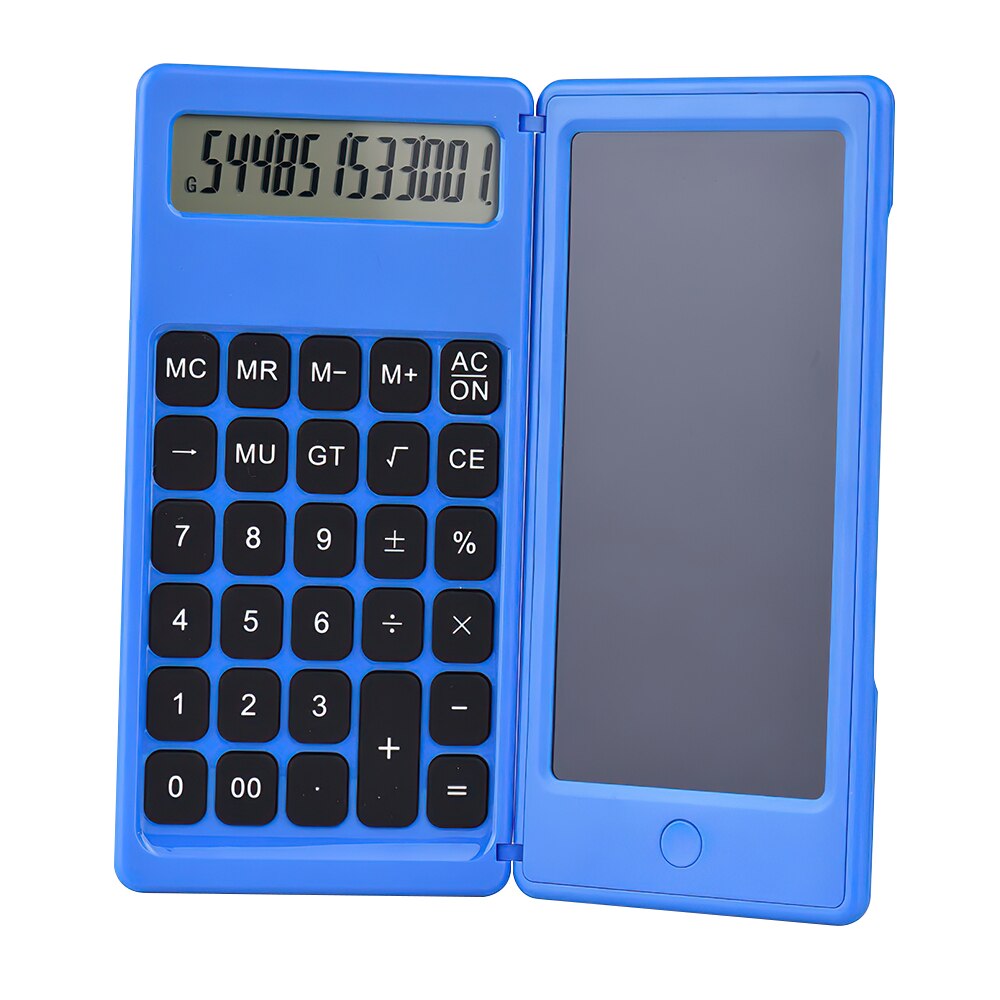Spash faltbarer taschenrechner, tragbarer 12- stelliger taschenrechner mit 6- zoll-lcd-schreibtablett, zeichenfläche, stift und radierfunktion: Blau