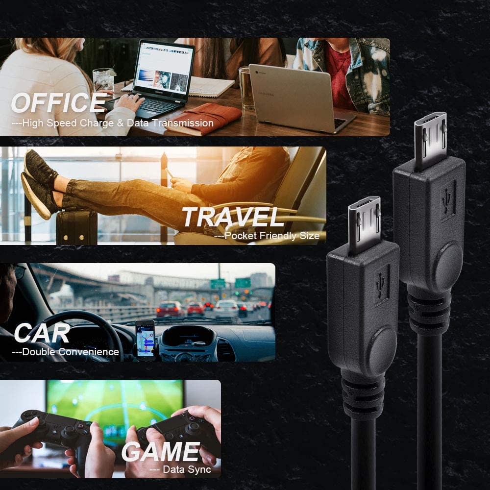 NUOLIANXIN Dual Micro USB Splitter Charge Cable Power up to Two Micro USB Devices at Once from a Single USB Port (2pack)